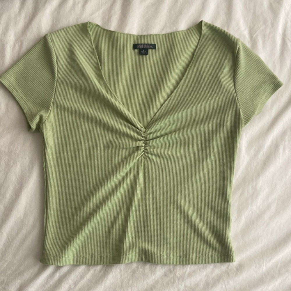 Green Wild Fable v neck top